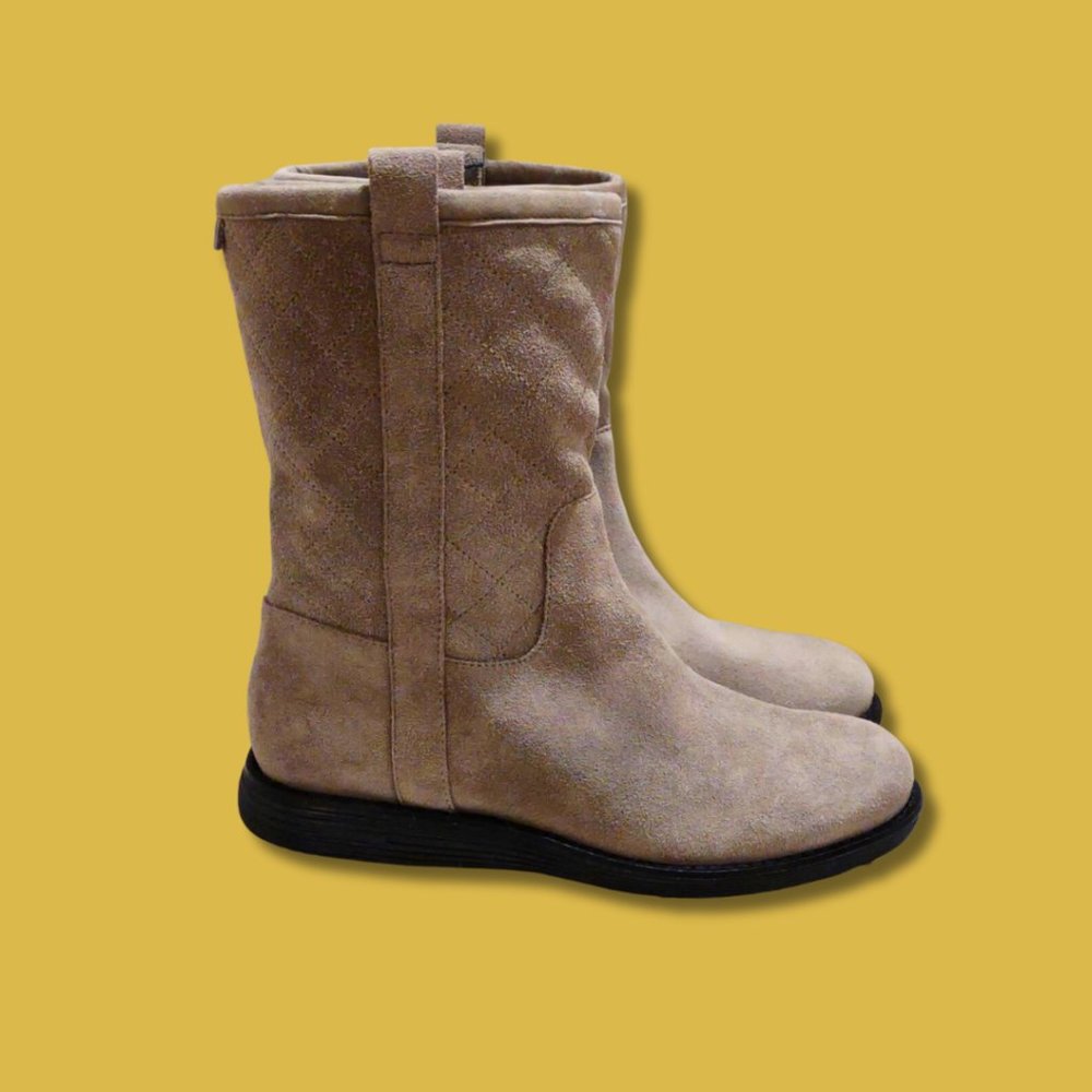 NWB Cole Haan Roper Grand Winter Boots in Waterproof Gray Quilted Suede